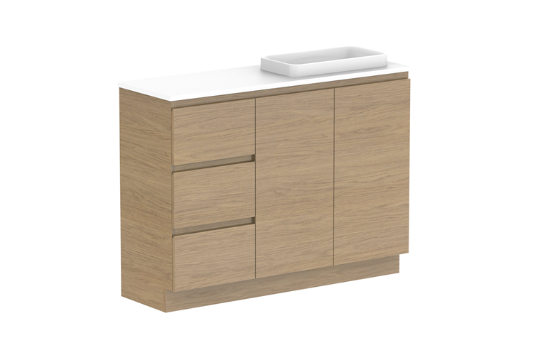 Glacier Ensuite Dor & Drawer Trio Floor Mount Vanity