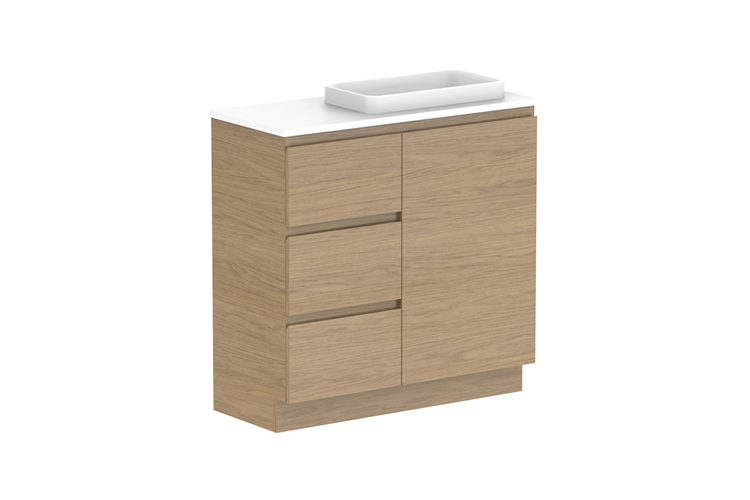 Glacier Ensuite Dor & Drawer Trio Floor Mount Vanity