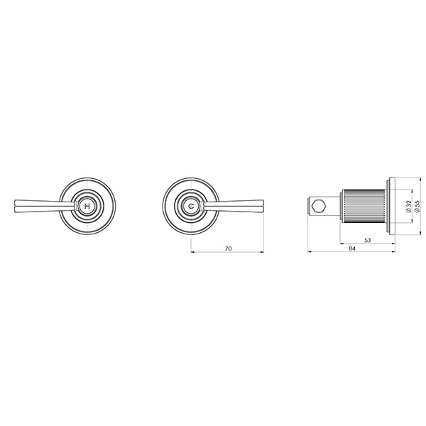 Wiltern Wall Top Assembly Extended Spindles 15mm