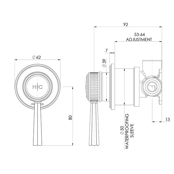 Wiltern SwitchMix Shower/Wall Mixer Fit-Off Kit