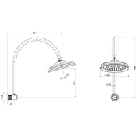 Wiltern High-Rise Shower Arm & Rose