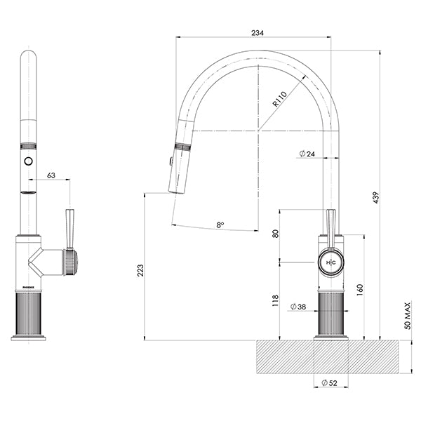 Wiltern Pull Out Sink Mixer
