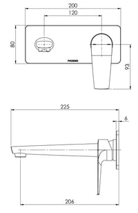 Arlo Wall Basin / Bath Mixer Set 200mm (Trim Kit Only) – 6 Star – Lead Free