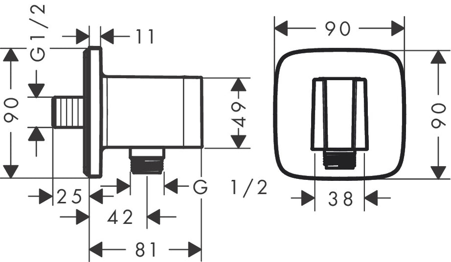 FixFit Q Shower Wall Outlet with Shower Holder
