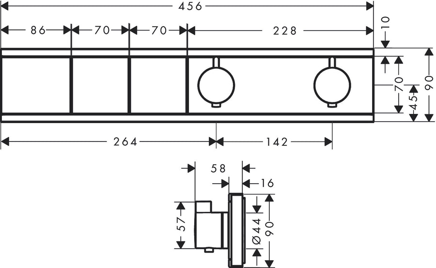 RainSelect Thermostat for Concealed Installation with 2 Functions