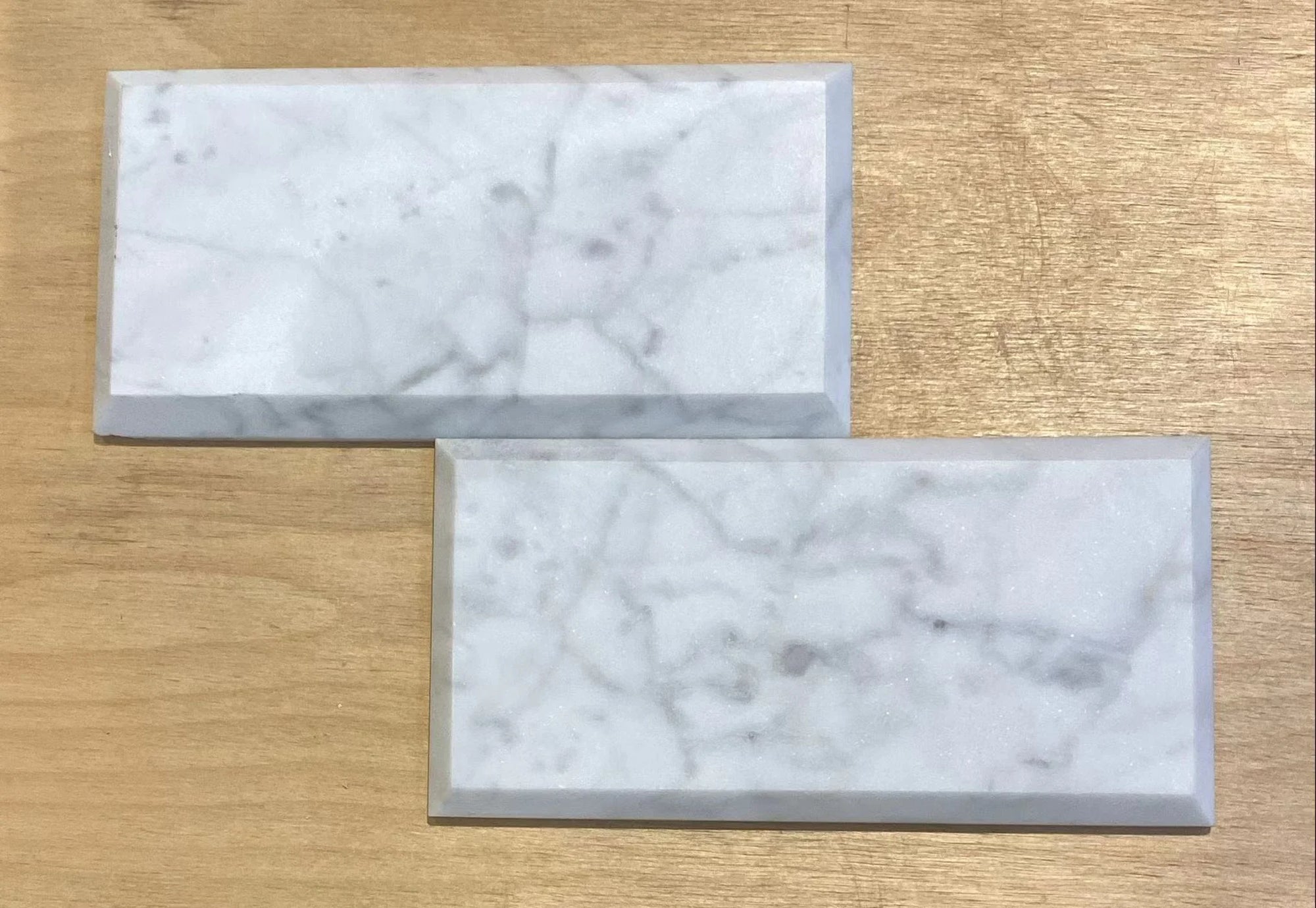 Bianco Carrara Honed Subway Beveled Edge