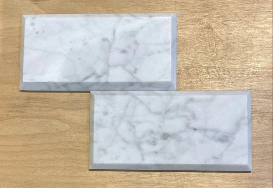 Bianco Carrara Honed Subway Beveled Edge