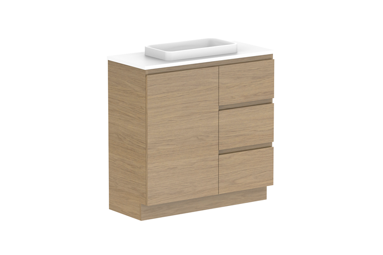 Glacier Ensuite Dor & Drawer Trio Floor Mount Vanity