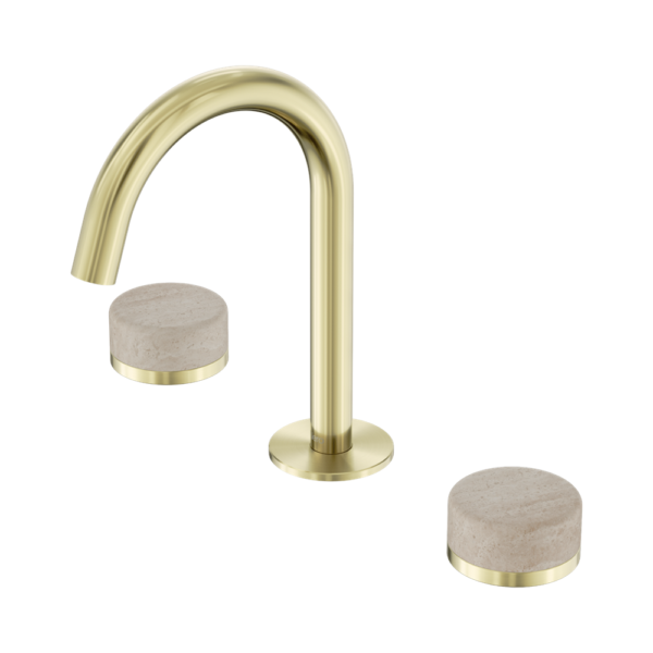 Serenity Basin Set Arc Spout with Rome Travertine Handle