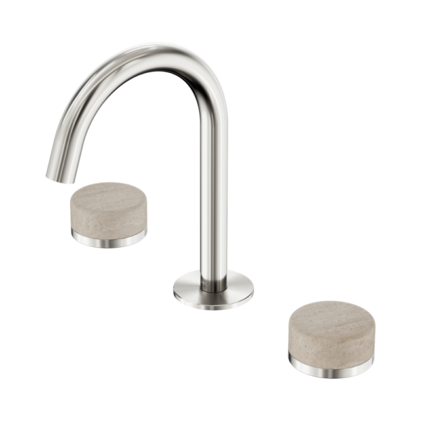 Serenity Basin Set Arc Spout with Rome Travertine Handle