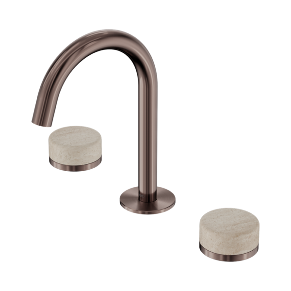 Serenity Basin Set Arc Spout with Rome Travertine Handle