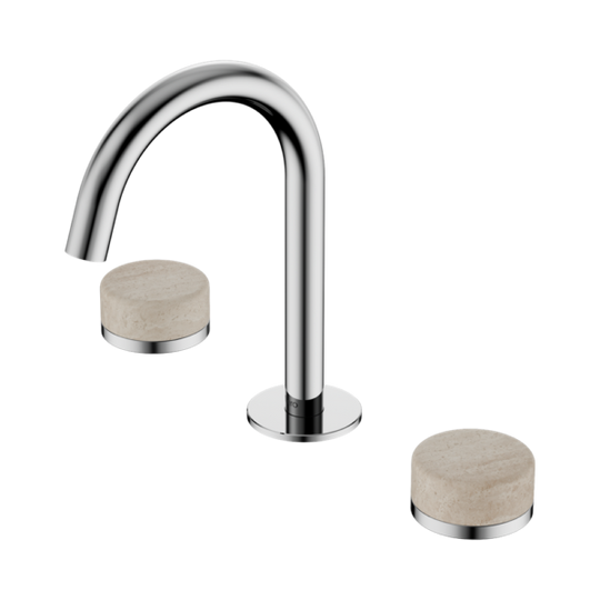 Serenity Basin Set Arc Spout with Rome Travertine Handle