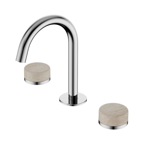 Serenity Basin Set Arc Spout with Rome Travertine Handle