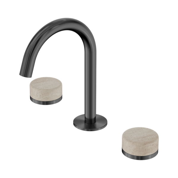 Serenity Basin Set Arc Spout with Rome Travertine Handle