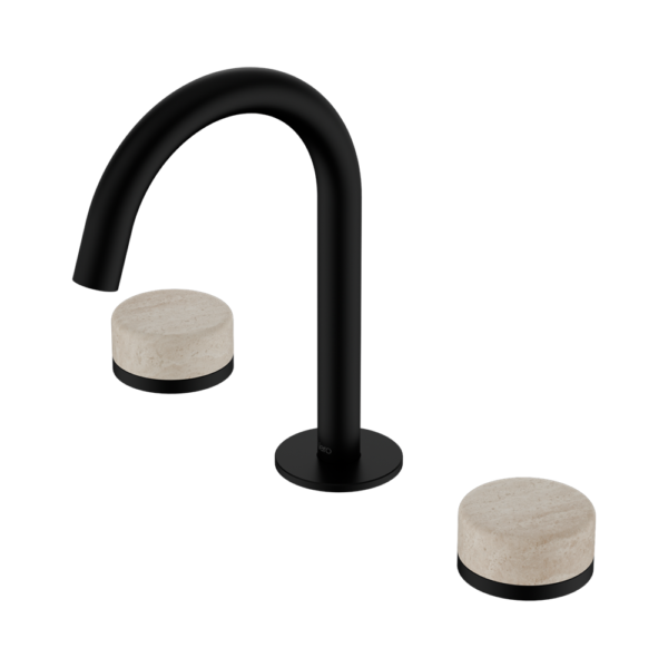 Serenity Basin Set Arc Spout with Rome Travertine Handle