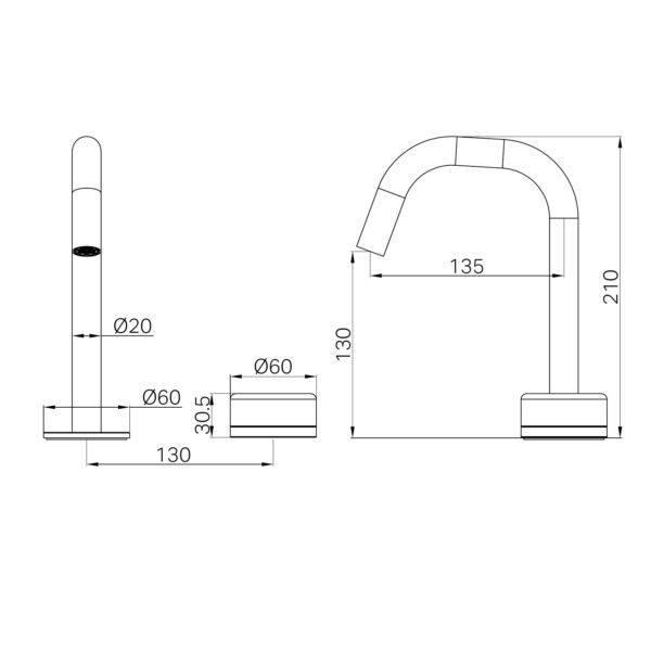 Serenity Progressive Basin Mixer Edge Spout With Marquina Black Handle