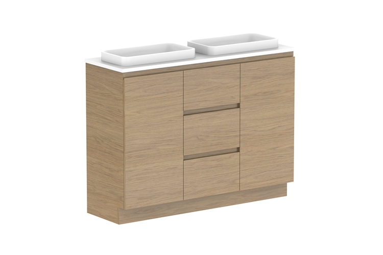 Glacier Ensuite Dor & Drawer Trio Floor Mount Vanity