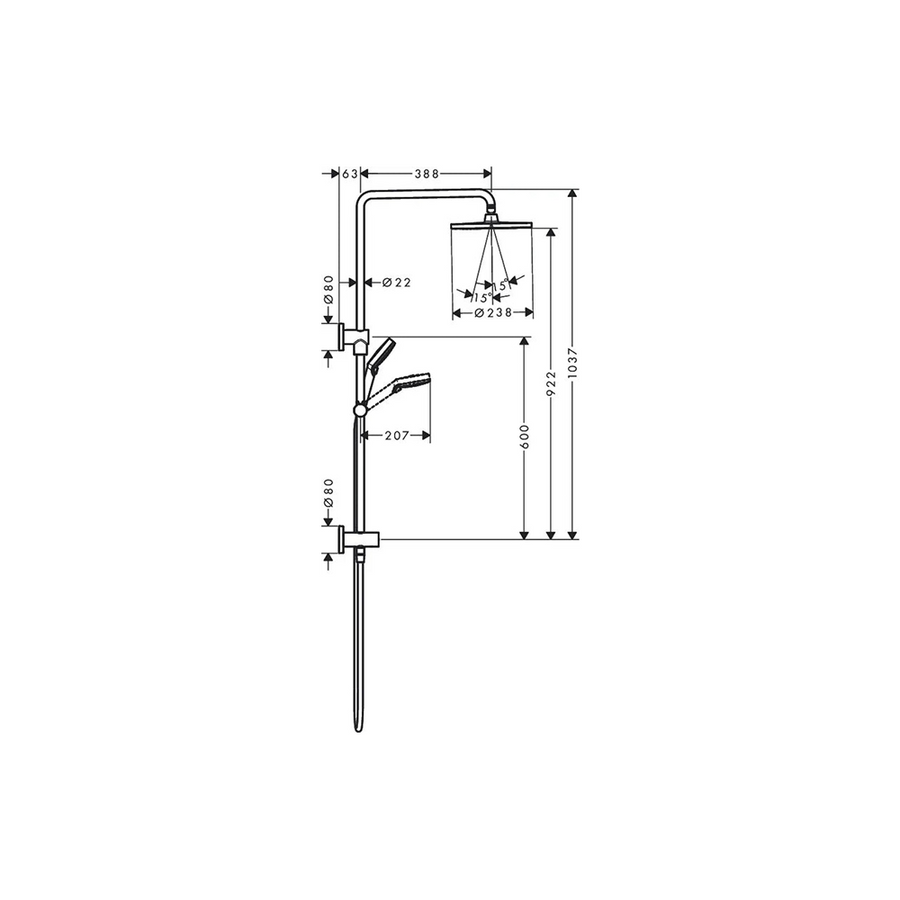 Crometta S 240 EcoSmart Rose & Hand Shower