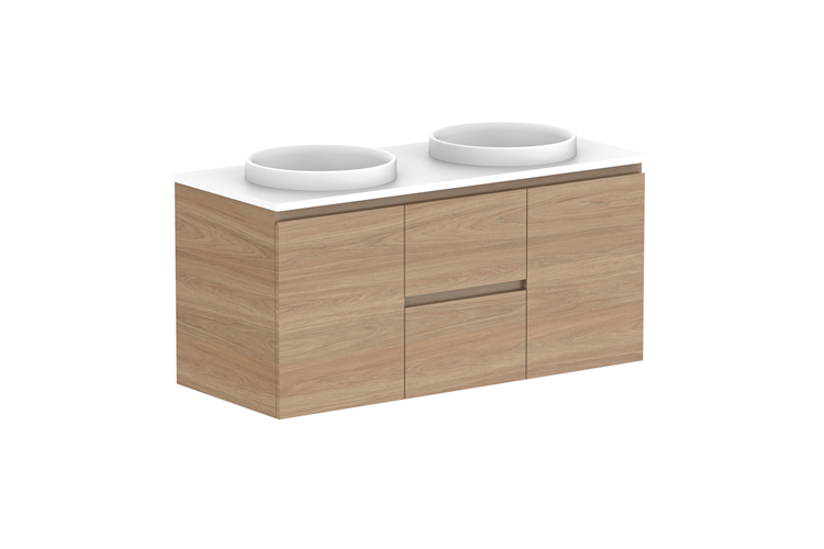 Glacier Door & Drawer Twin Wall Hung Vanity