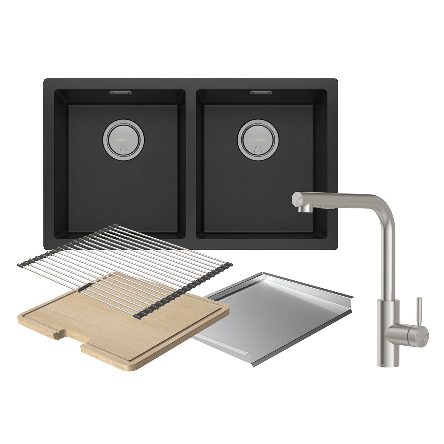 Sink Package 1 – Matte Black Sink & Stainless Steel Mixer