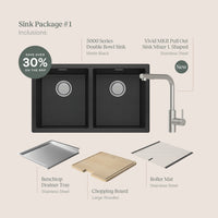 Sink Package 1 – Matte Black Sink & Stainless Steel Mixer