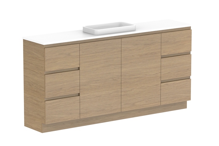 Glacier Ensuite Dor & Drawer Trio Floor Mount Vanity