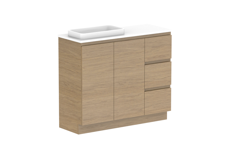 Glacier Ensuite Dor & Drawer Trio Floor Mount Vanity