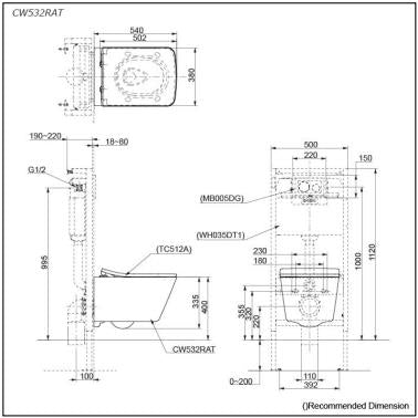 CW532RAT (Soft Square) Wall Hung Toilet