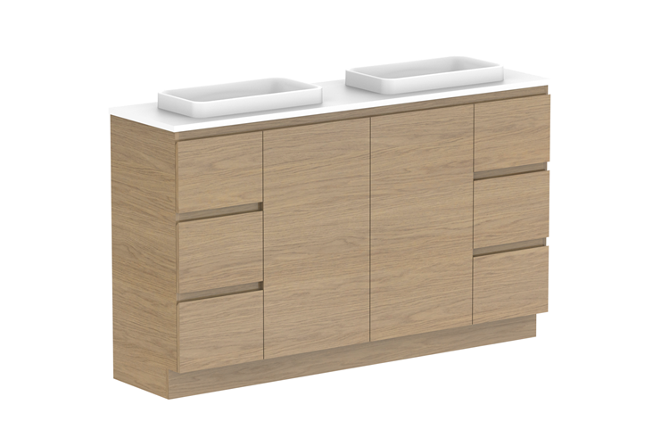 Glacier Ensuite Dor & Drawer Trio Floor Mount Vanity