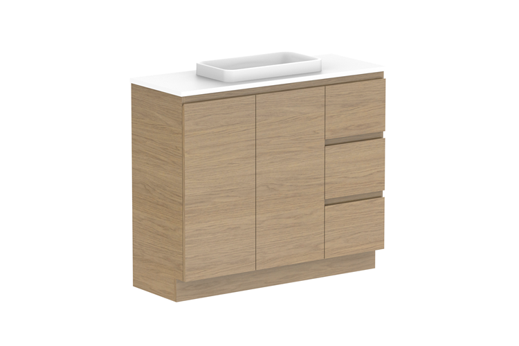 Glacier Ensuite Dor & Drawer Trio Floor Mount Vanity