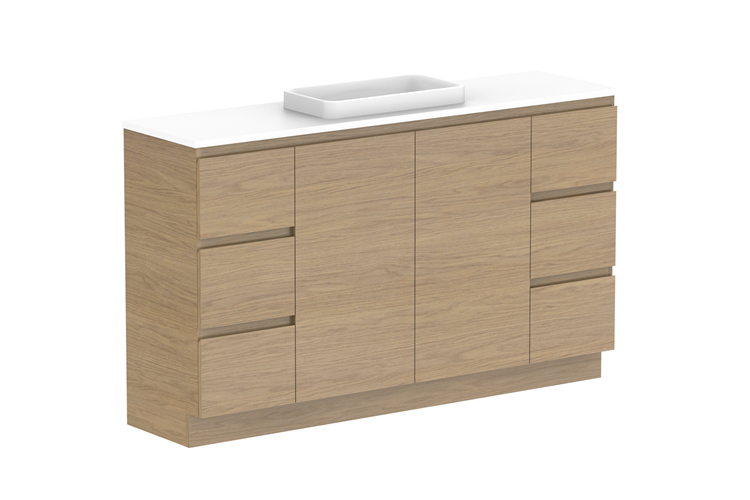 Glacier Ensuite Dor & Drawer Trio Floor Mount Vanity