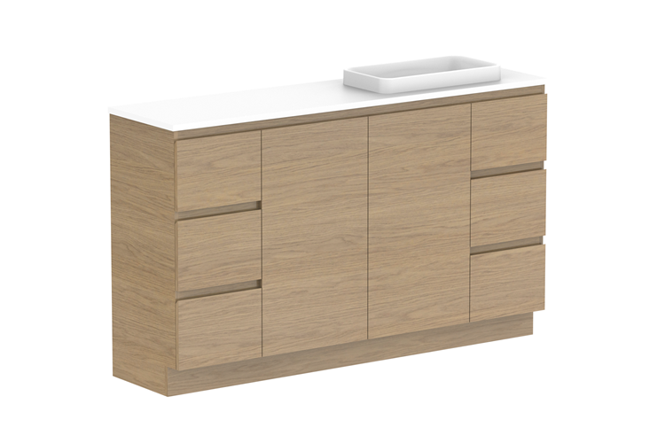 Glacier Ensuite Dor & Drawer Trio Floor Mount Vanity