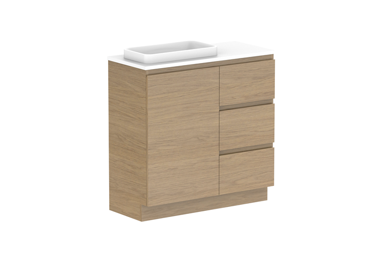 Glacier Ensuite Dor & Drawer Trio Floor Mount Vanity