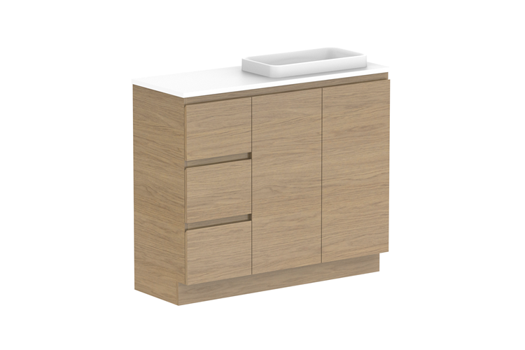 Glacier Ensuite Dor & Drawer Trio Floor Mount Vanity