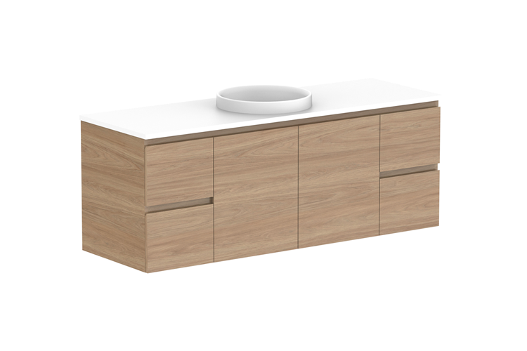 Glacier Door & Drawer Twin Wall Hung Vanity