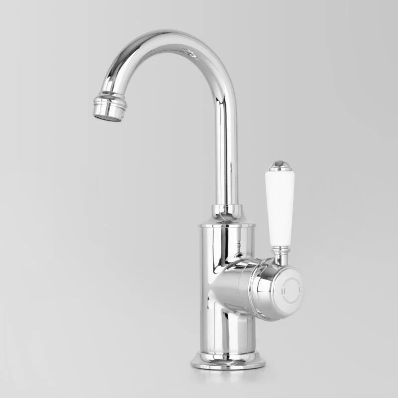 Olde English Signature Basin Mixer 03 White Porcelain Lever