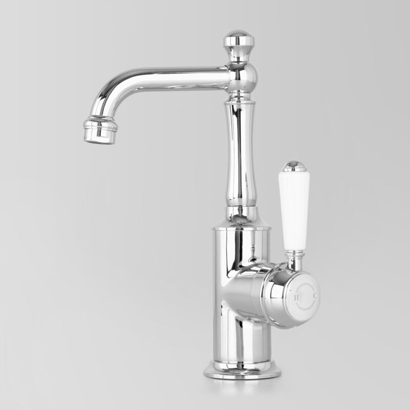 Olde English Signature Basin Mixer V2 White Porcelain Lever