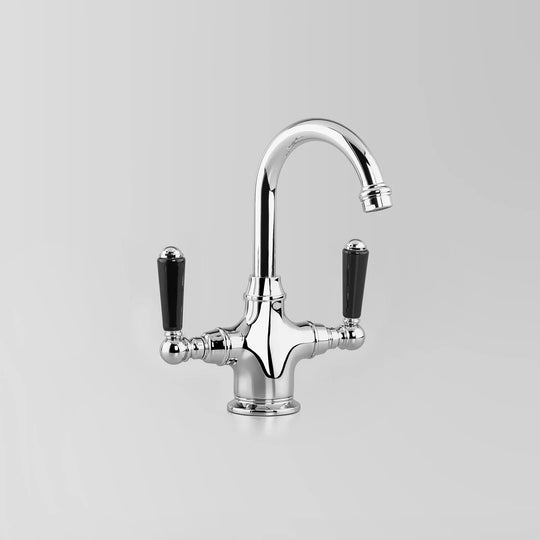 Olde English Basin Mixer Black Porcelain Handles