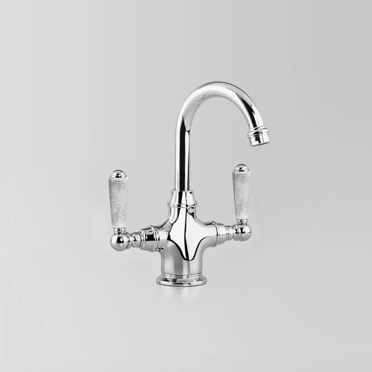 Olde English Basin Mixer Crackle Porcelain Handles