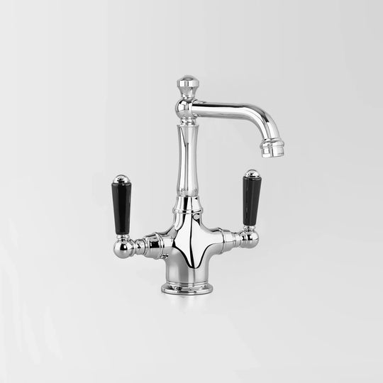 Olde English Basin Mixer 03V2 Black Porcelain Handles