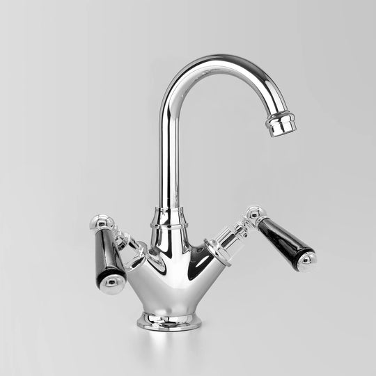 Olde English Basin Mixer 04V2 Black Porcelain Handles