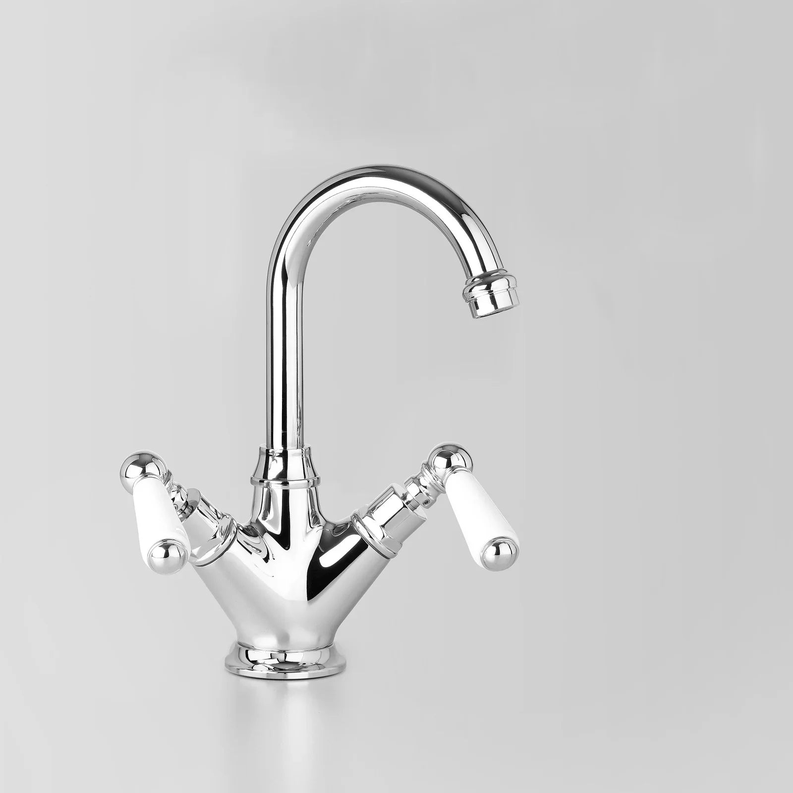 Olde English Basin Mixer 04V2 White Porcelain Handles