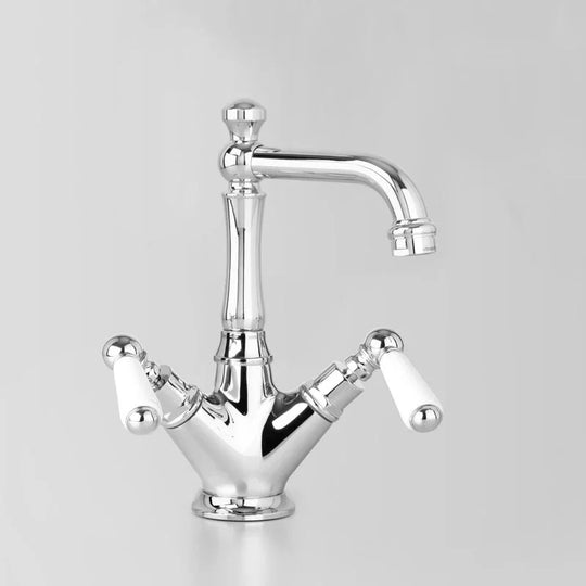 Olde English Basin Mixer 04V3 White Porcelain Handles