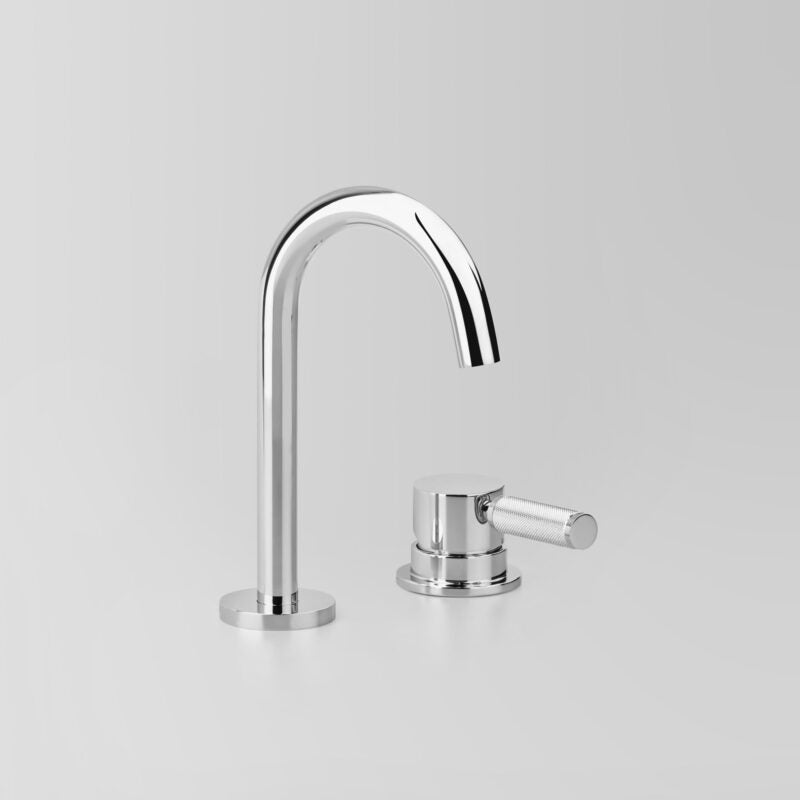 Icon + Lever Knurled Basin Set with 110mm swivel spout V6