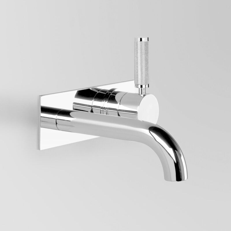 Icon + Lever Knurled Wall Set with 155mm Spout on Backplate