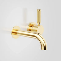 Icon + Lever Knurled Wall Mixer Set with 150mm Spout