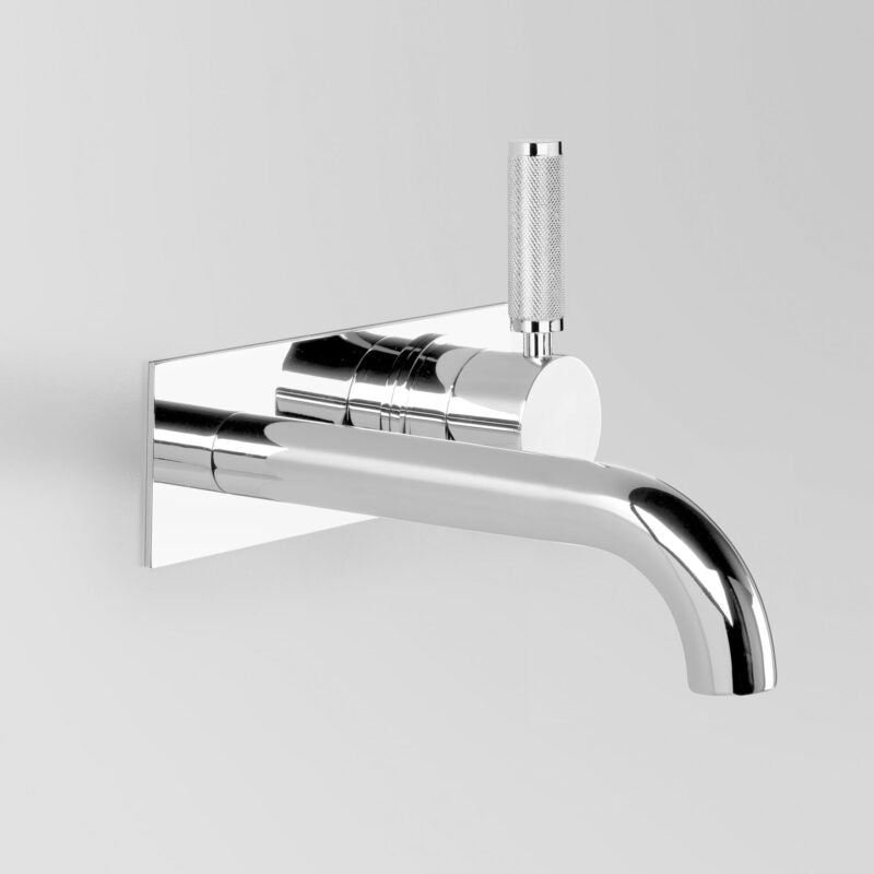 Icon + Lever Knurled Wall Set, 250mm spout on Backplate