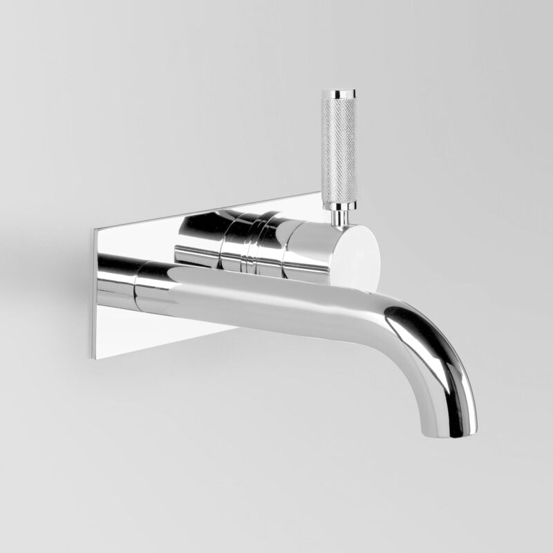 Icon + Lever Knurled Wall Set, 200mm spout on Backplate