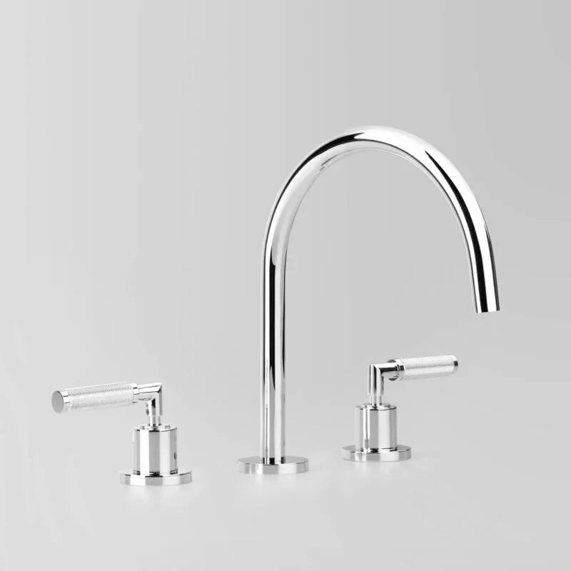 Icon + Lever Knurled Hob Set with 200mm swivel spout V9