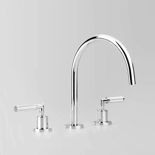 Icon + Lever Knurled Hob Set with 200mm swivel spout V9